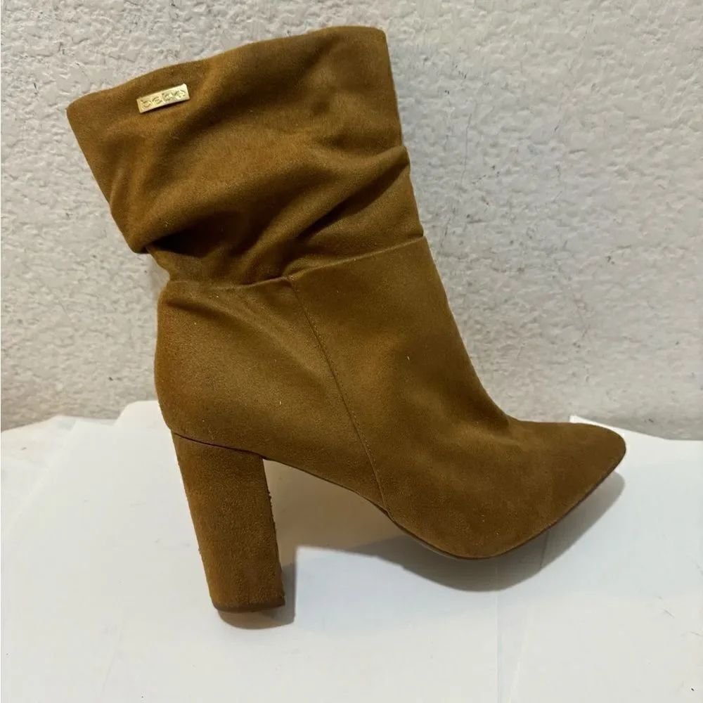 Bebe Savita Tan Dressy Block HeelโBootโShoes